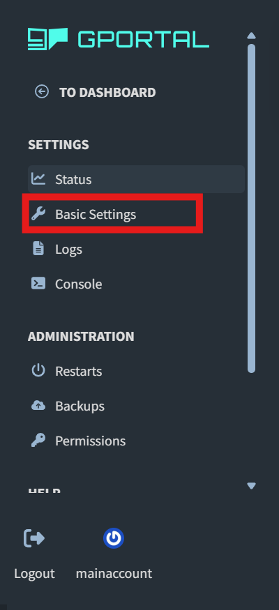 Gportal Basic Settings Tab