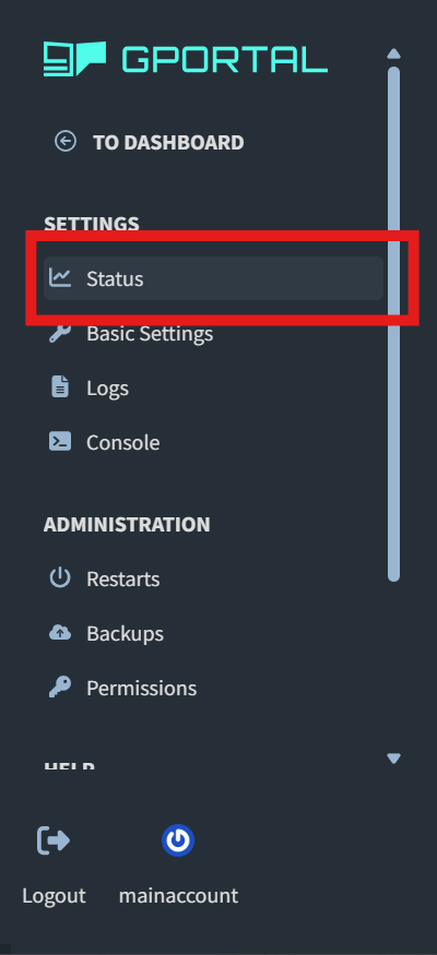 Gportal Status Tab