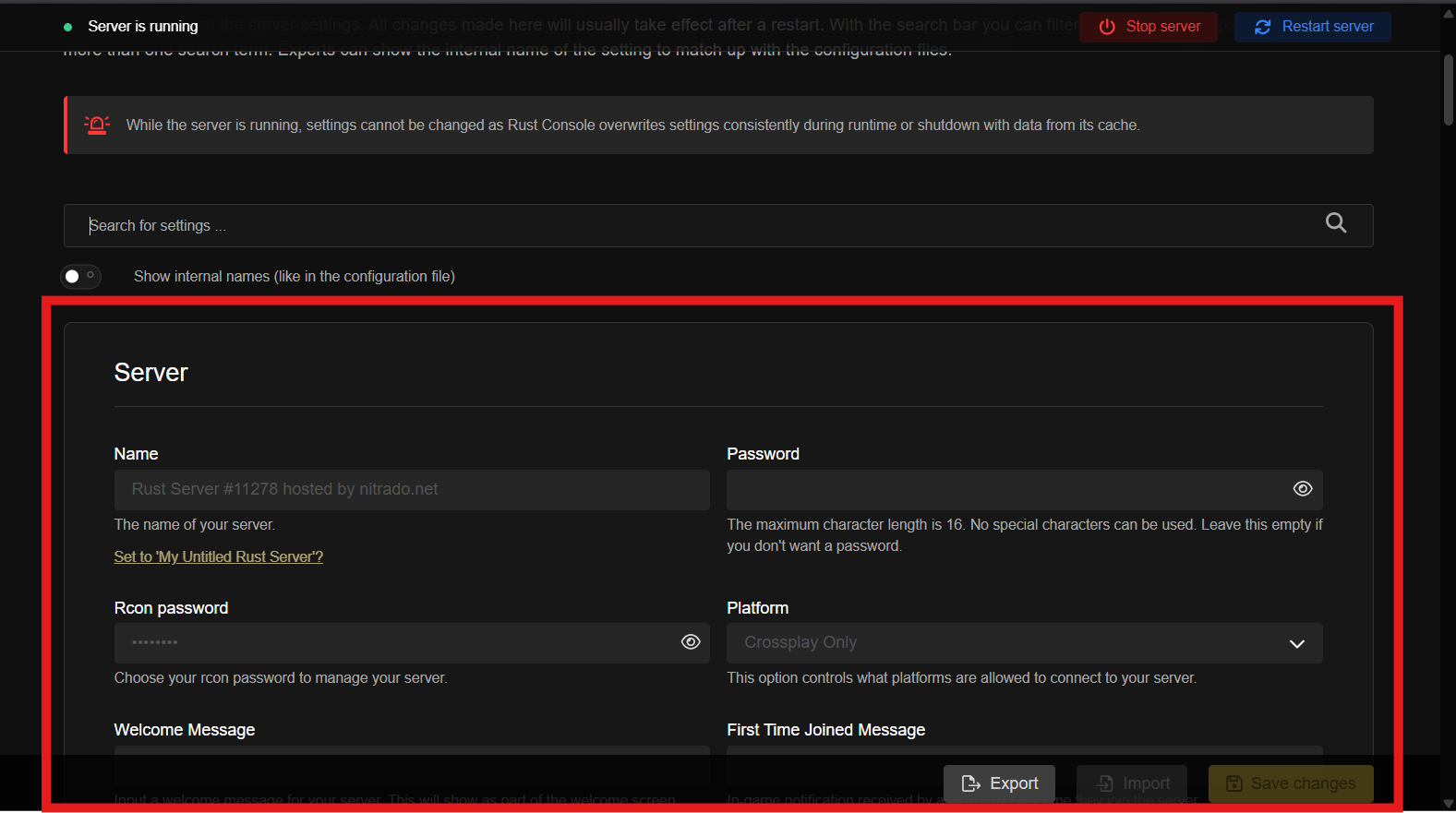 Nitrado Server RCON Password